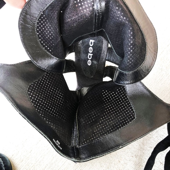 Bebe Black Suede Leather Platform Heals / Rare! - Picture 8 of 10